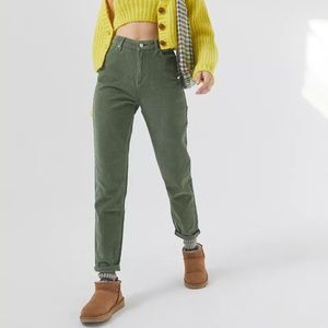 BDG Green Corduroy High-Waisted Mom Pant